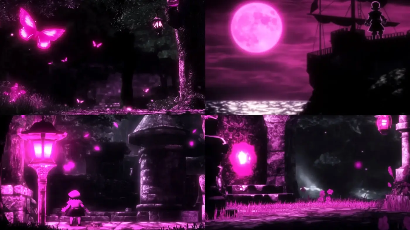 Ethereal Nocturne in Monochrome Magenta - Midjourney sref style
