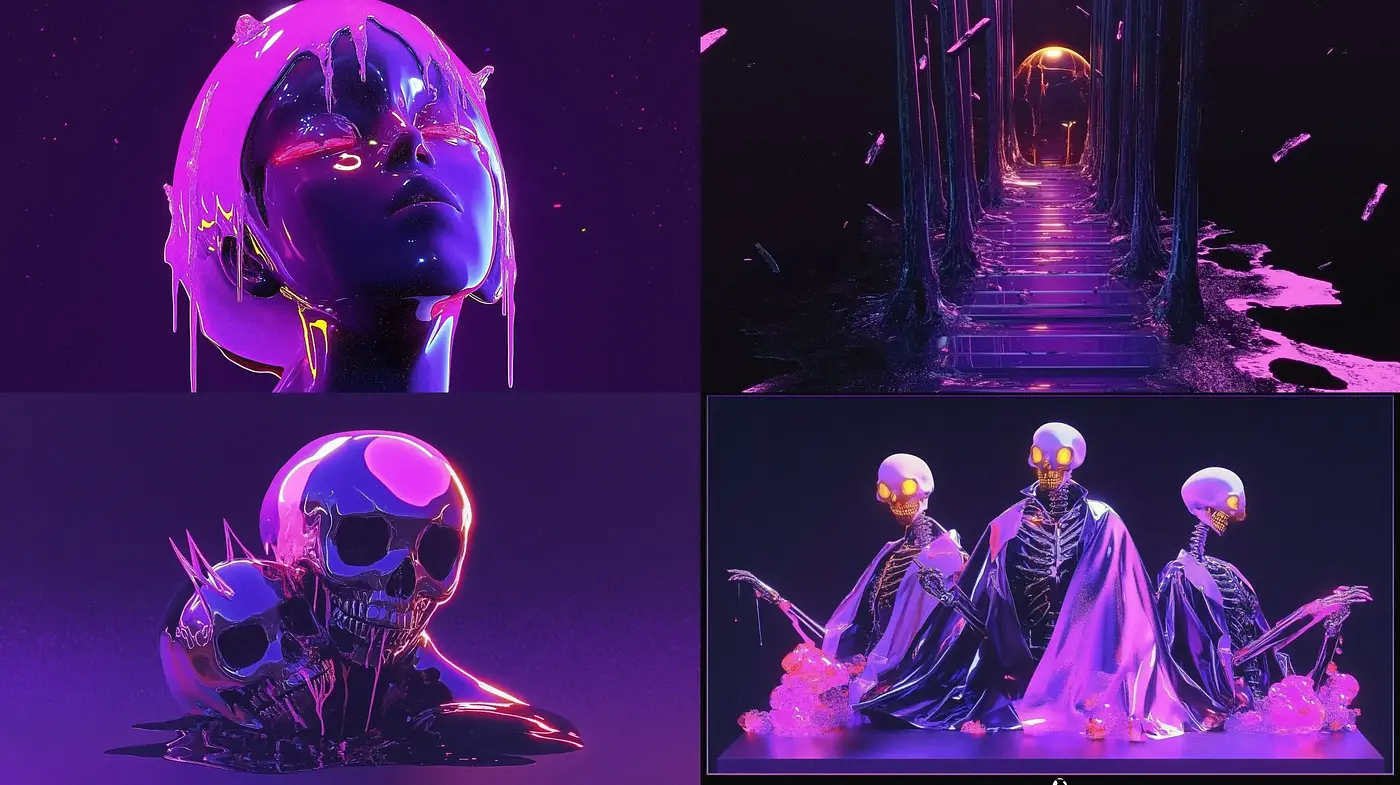 Neon Surrealism: A Synthesis of Vivid Colors and Dream-like Imagery - Midjourney sref style