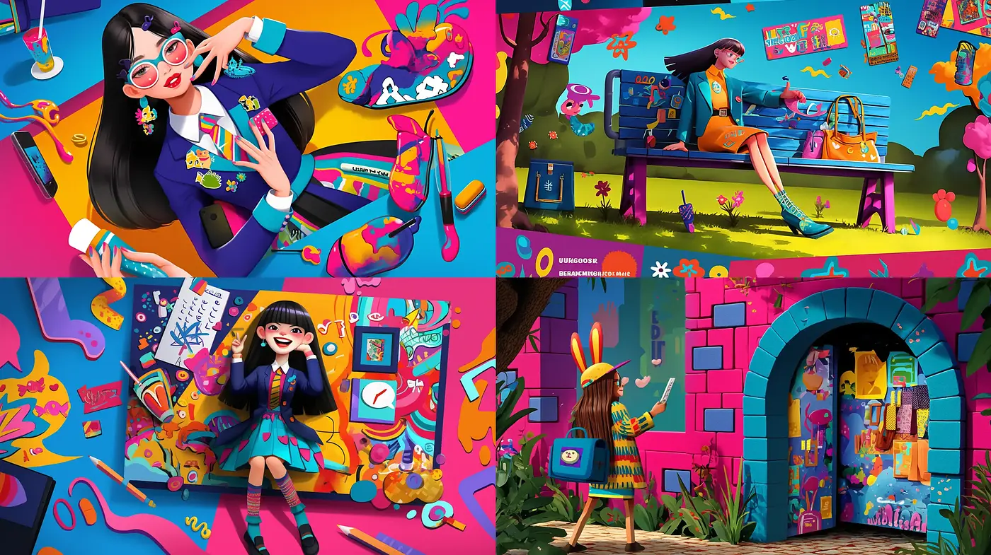 Vibrant Whimsicality: A Fusion of Pop Art and Cartoon Exuberance - Midjourney sref style