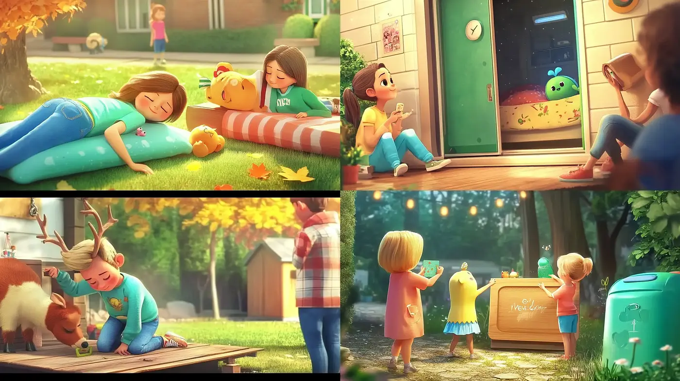 Warm and Sunlit Animated Illustrations - Midjourney sref style