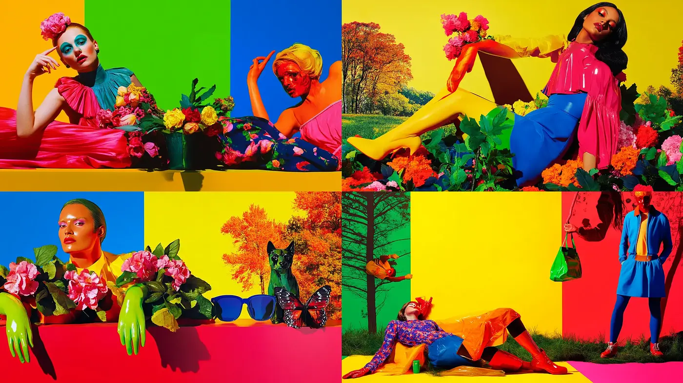 Saturated Pop Art Panache with Floral Retro Vibe - Midjourney sref style