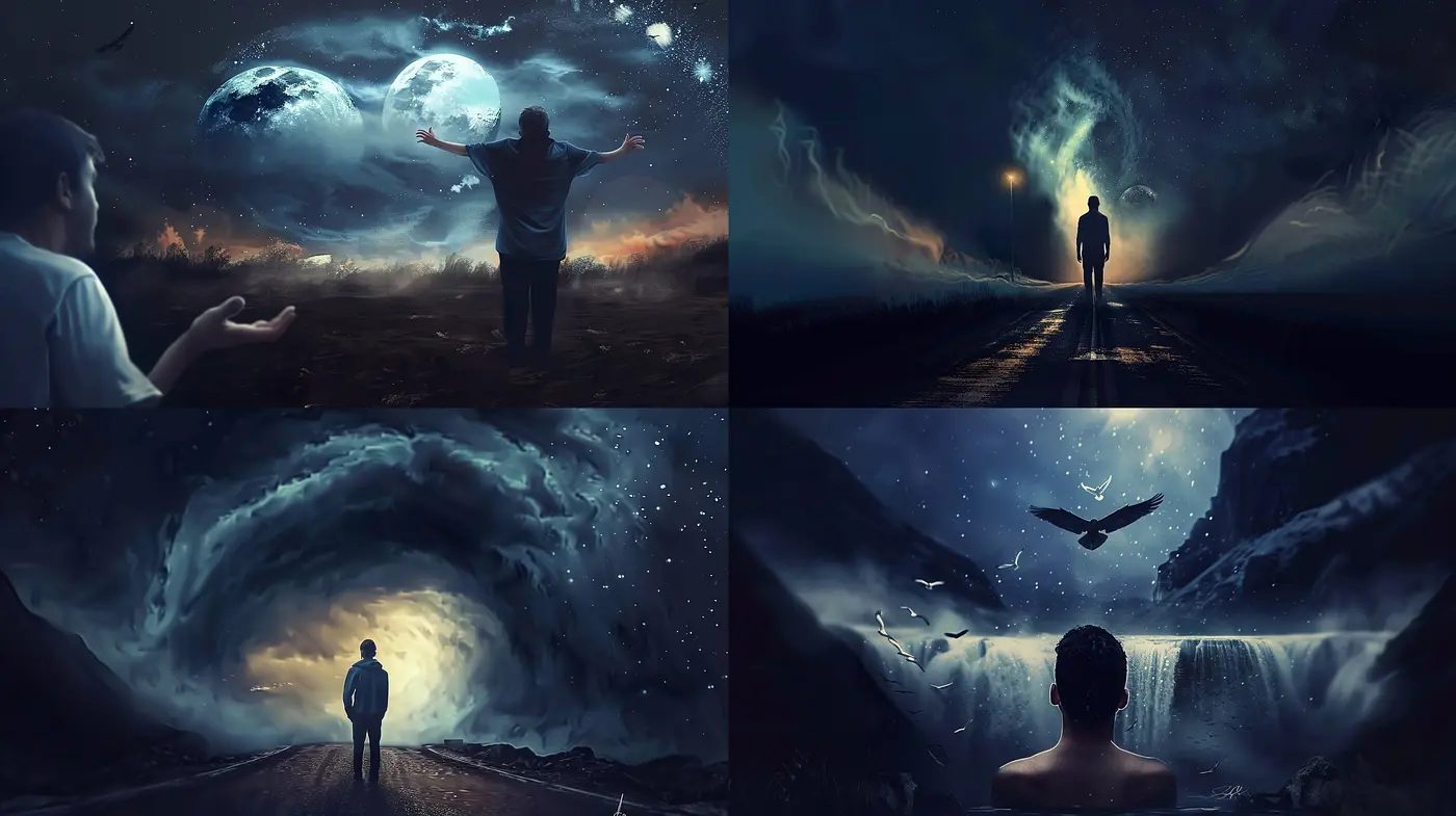 Ethereal Nocturnes: A Harmony of Surreal Skies and Dreamlike Landscapes - Midjourney sref style