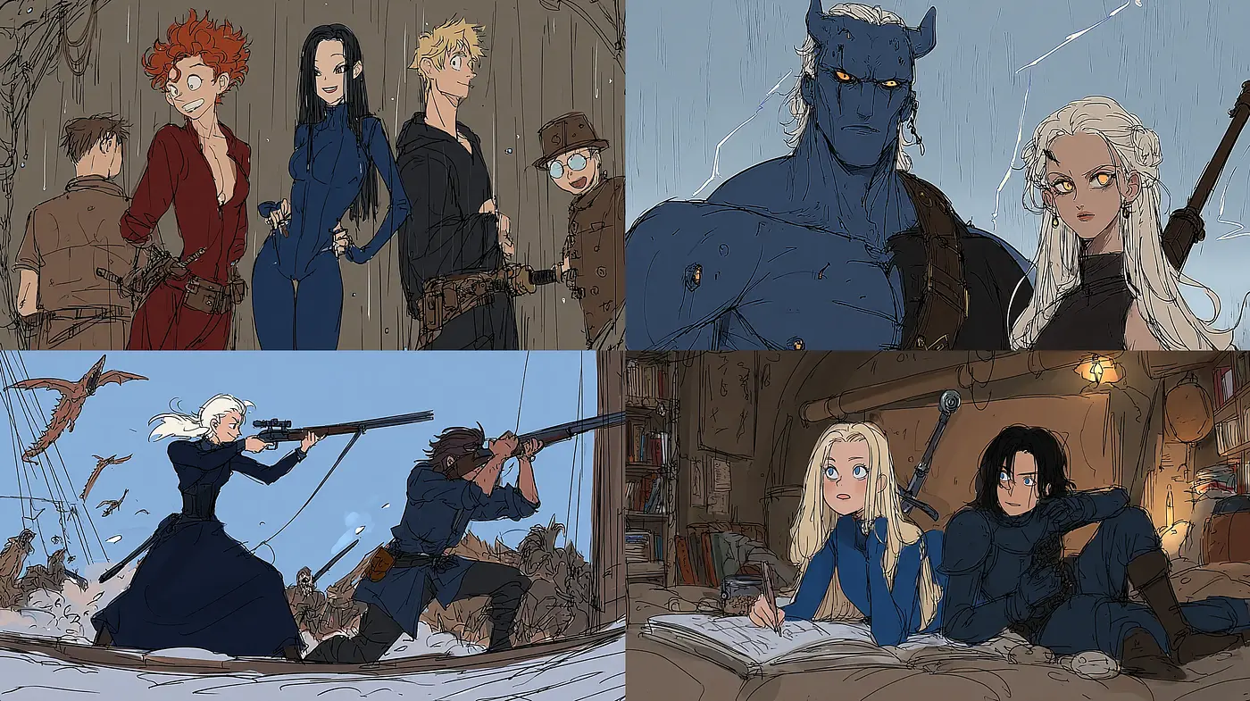Dynamic and expressive character-driven animation with a touch of fantasy - Midjourney sref style