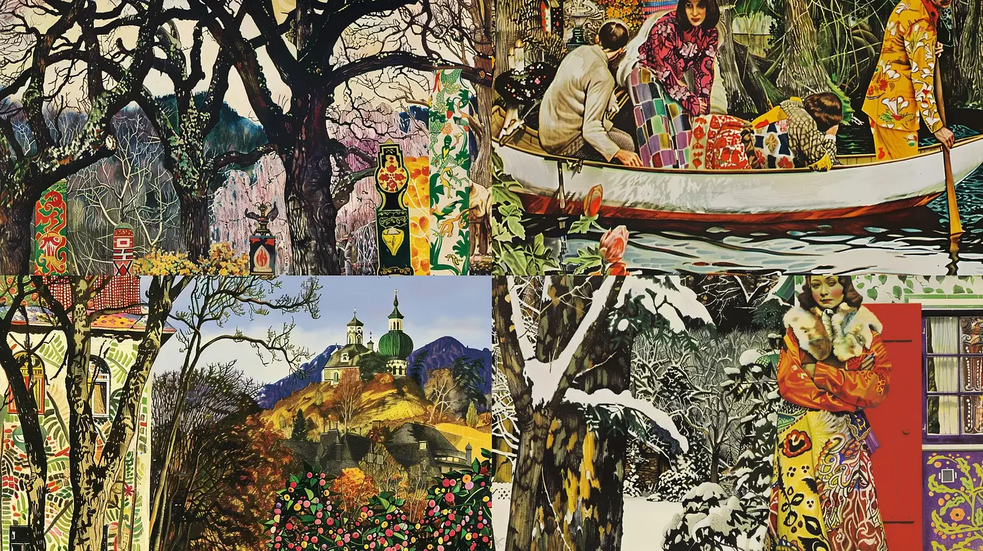 Eclectic Tapestry of Nature and Human Intricacy - Midjourney sref style