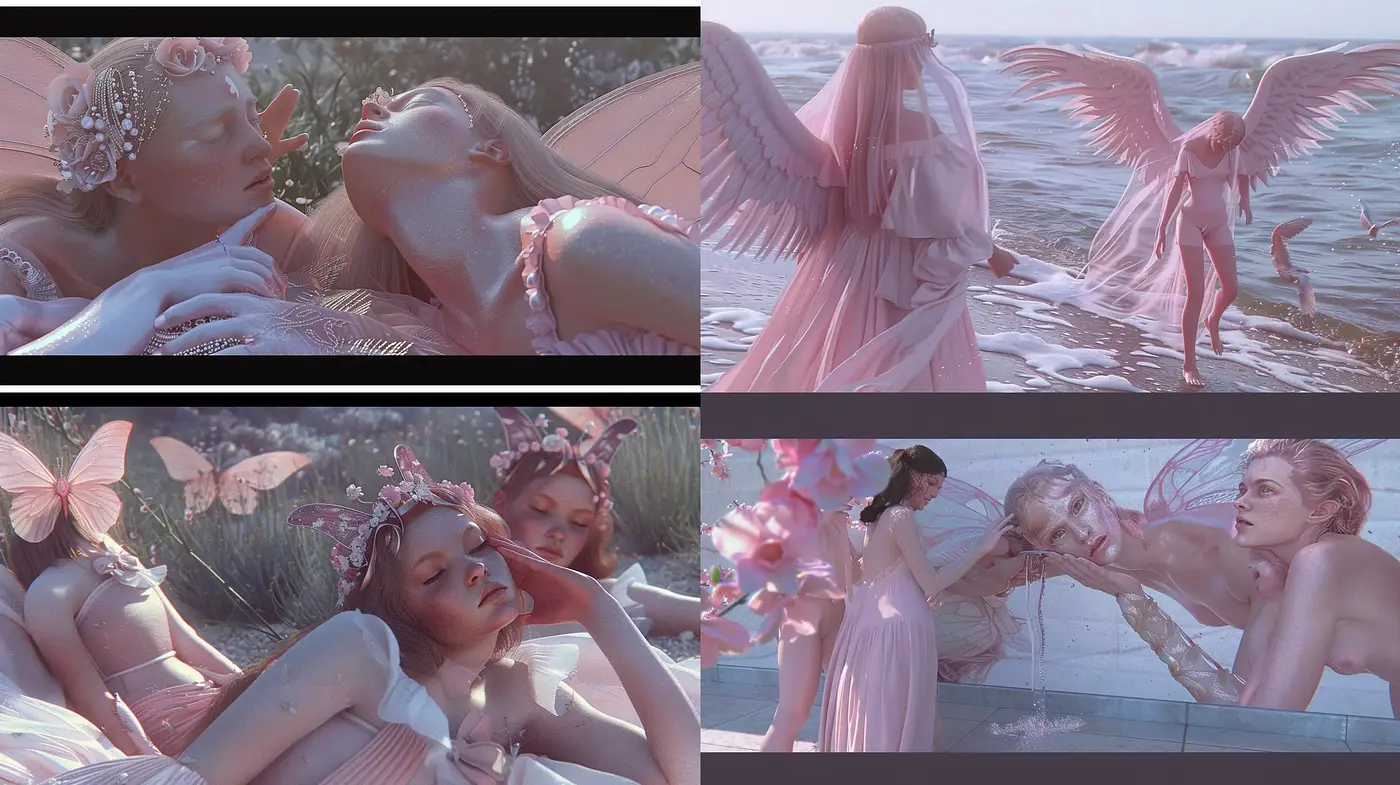 Ethereal Pastel Dreamscape: A Synchronized Celebration of Soft Palettes and Angelic Forms - Midjourney sref style