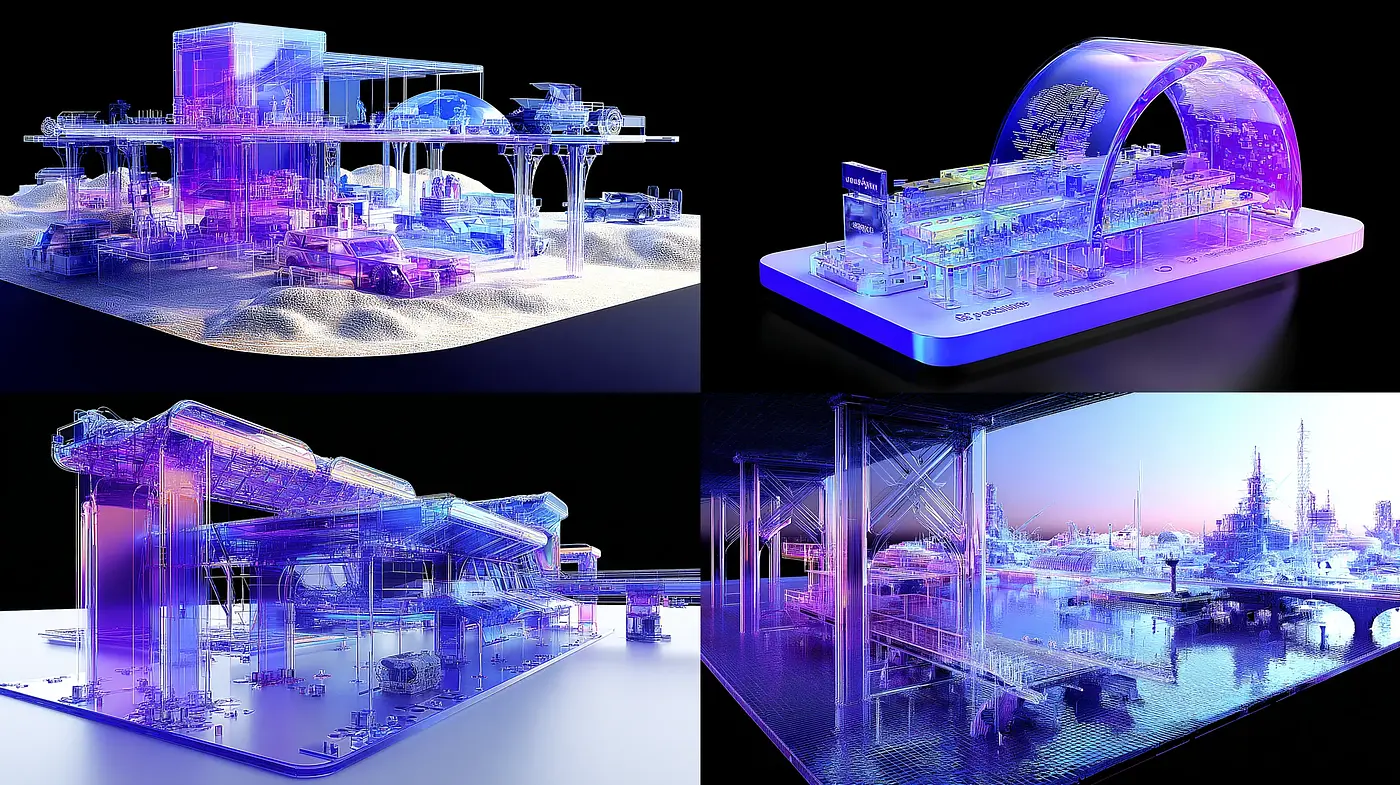 Futuristic Architectural Visualization with a Neon Glow Aesthetic - Midjourney sref style