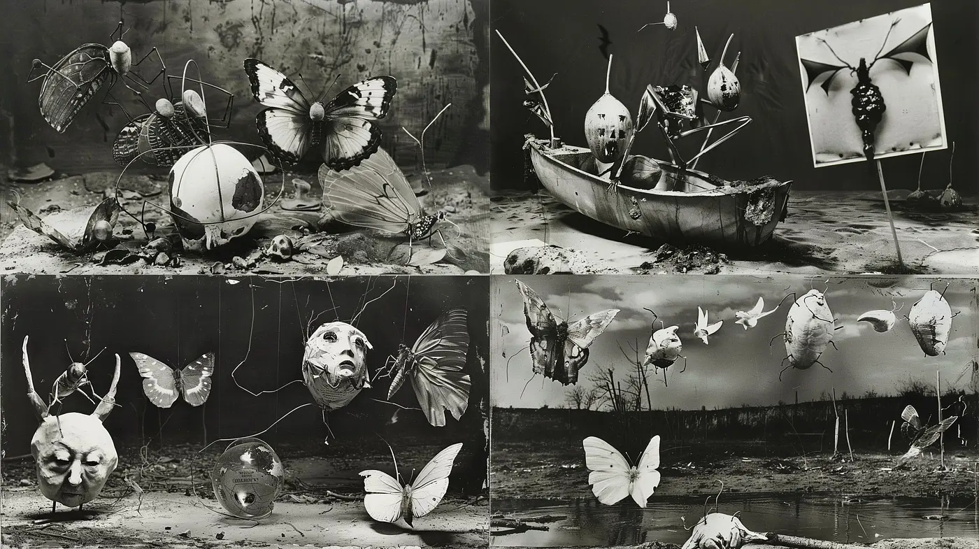 Monochromatic Dreamscape: An Ethereal Journey Through Stylized Melancholy - Midjourney sref style
