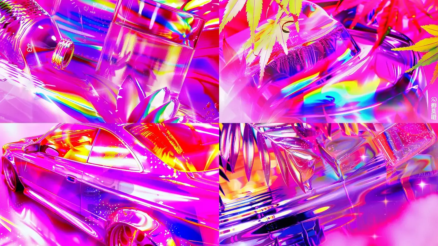 Vibrant and Luminous Abstract Aesthetic with a Futuristic Touch - Midjourney sref style