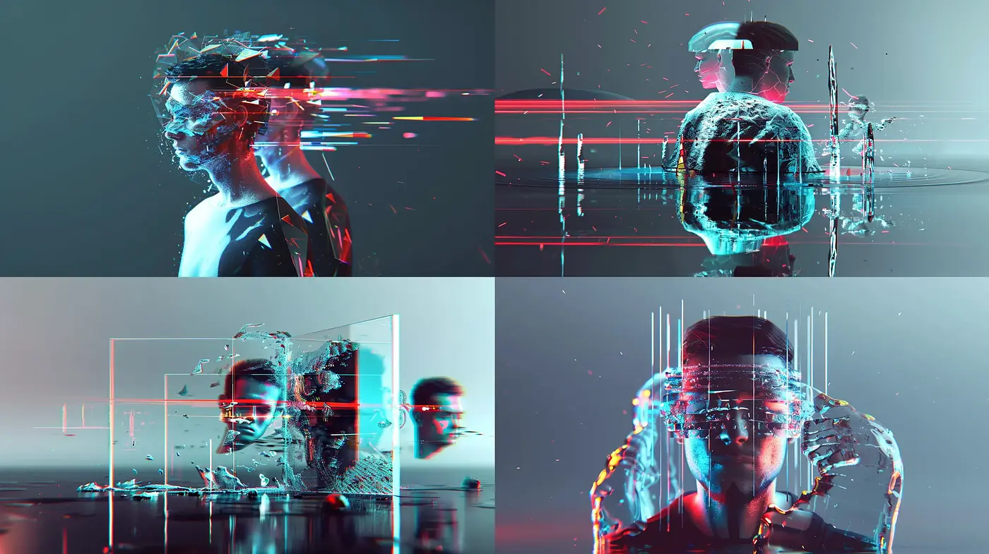 Futuristic Glitch Art with a Cybernetic Essence - Midjourney sref style