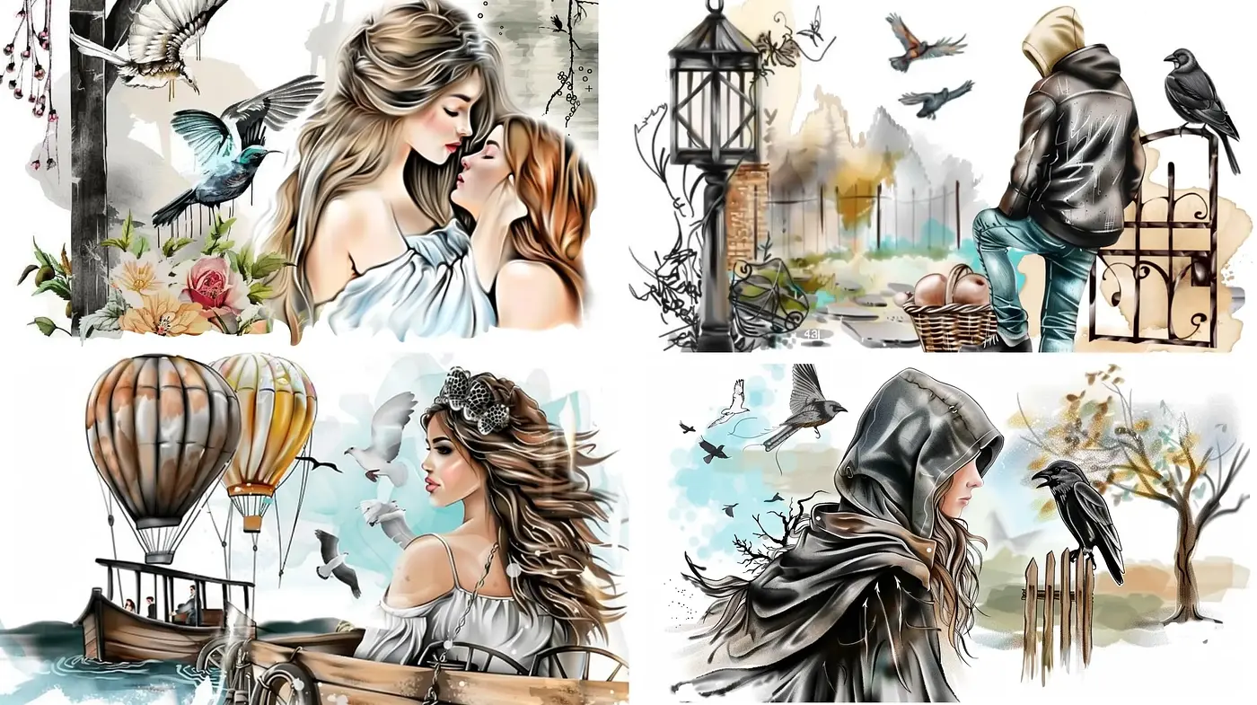 Whimsical Serenity: Brushstroke Elegance with a Romantic Palette - Midjourney sref style