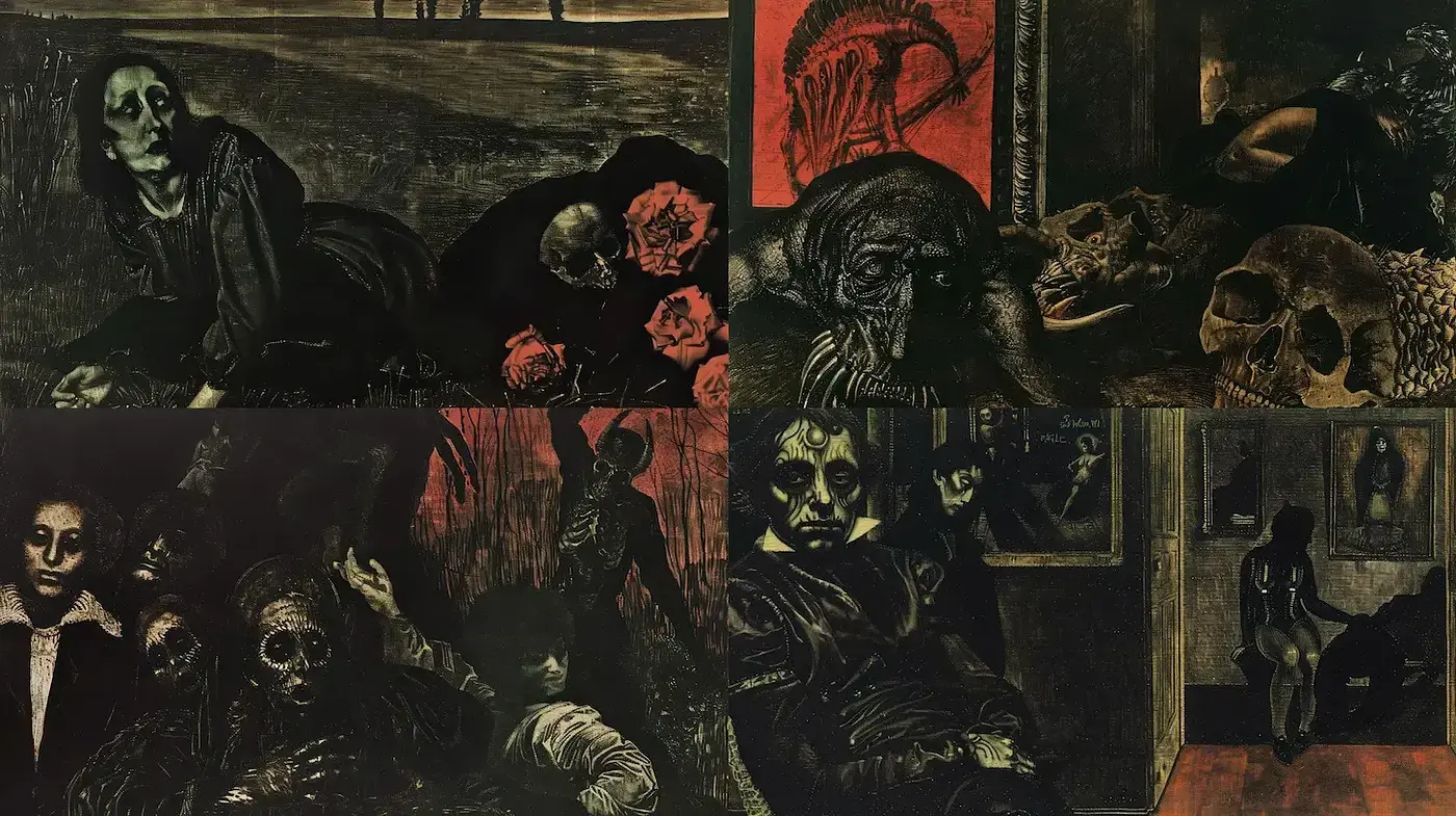 Dark and Macabre Expressions in Contemporary Art - Midjourney sref style