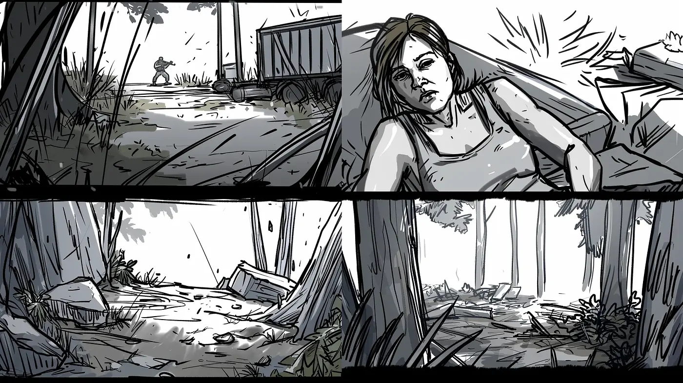 Monochrome Cinematic Novel Illustration - Midjourney sref style