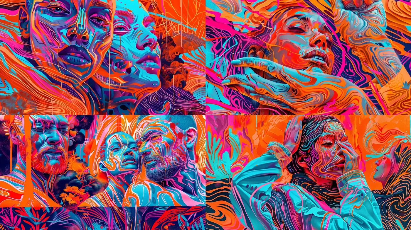 Vibrant Psychedelic Waves of Abstraction - Midjourney sref style