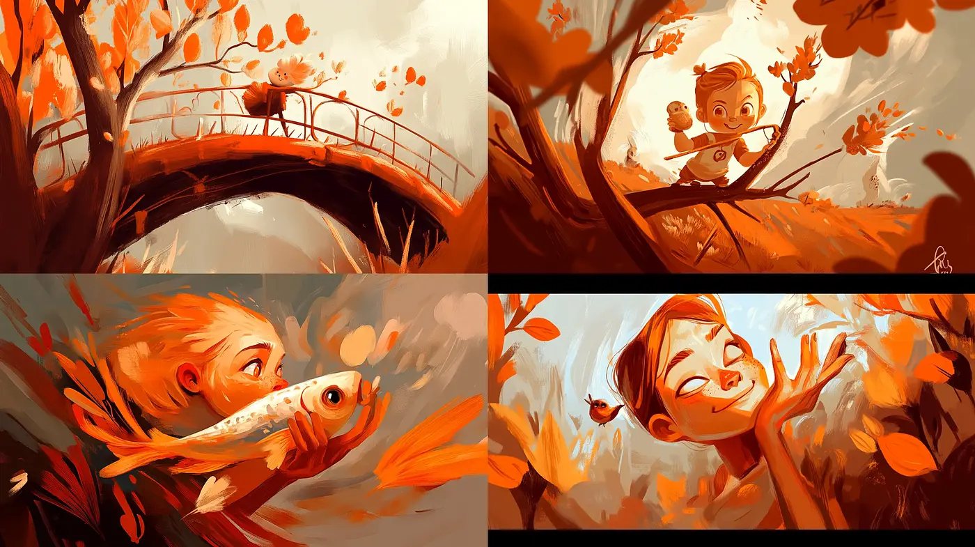 Autumn Whimsy: A Warm-Toned Exploration of Expressive Brushwork and Playful Imagery - Midjourney sref style