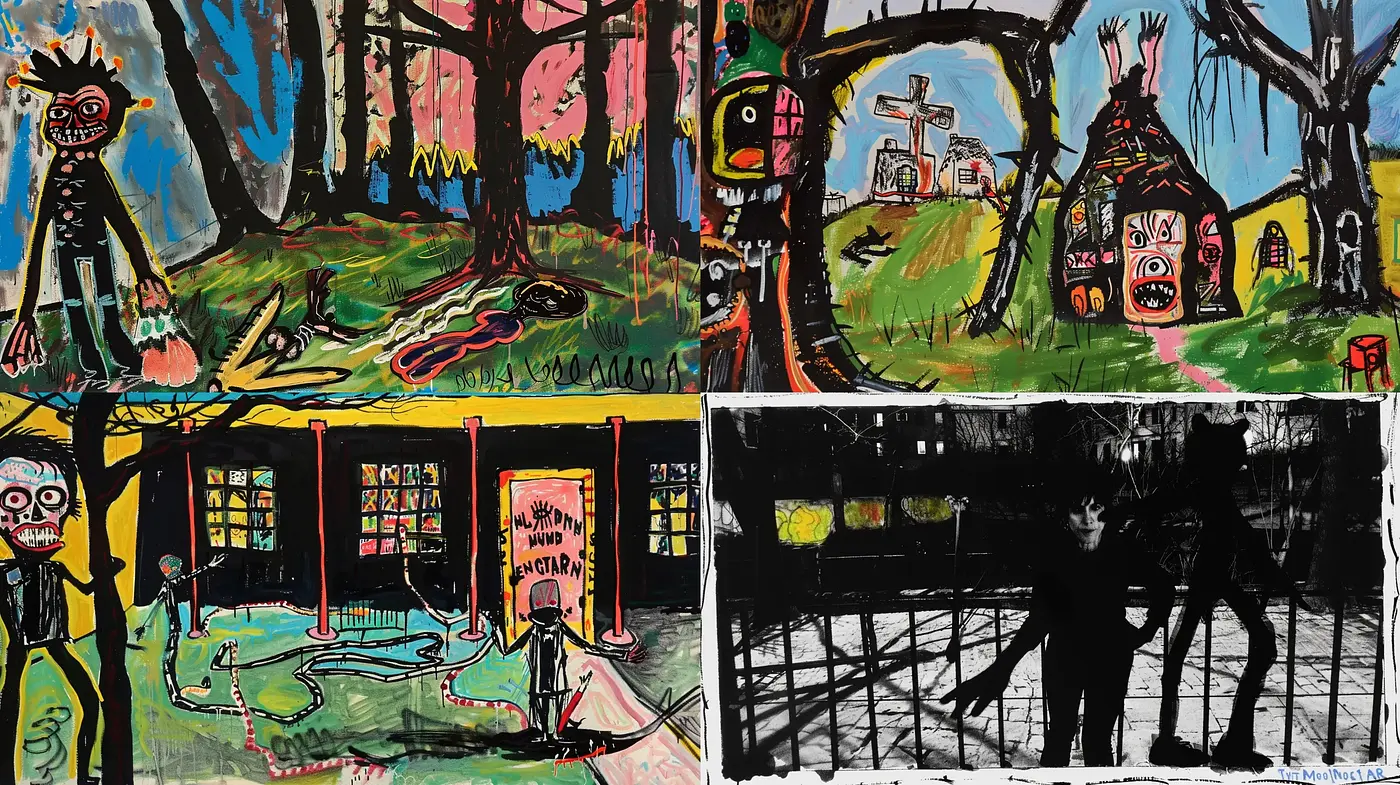Abstract Expressionistic Fervor and Childlike Wonder in Art - Midjourney sref style