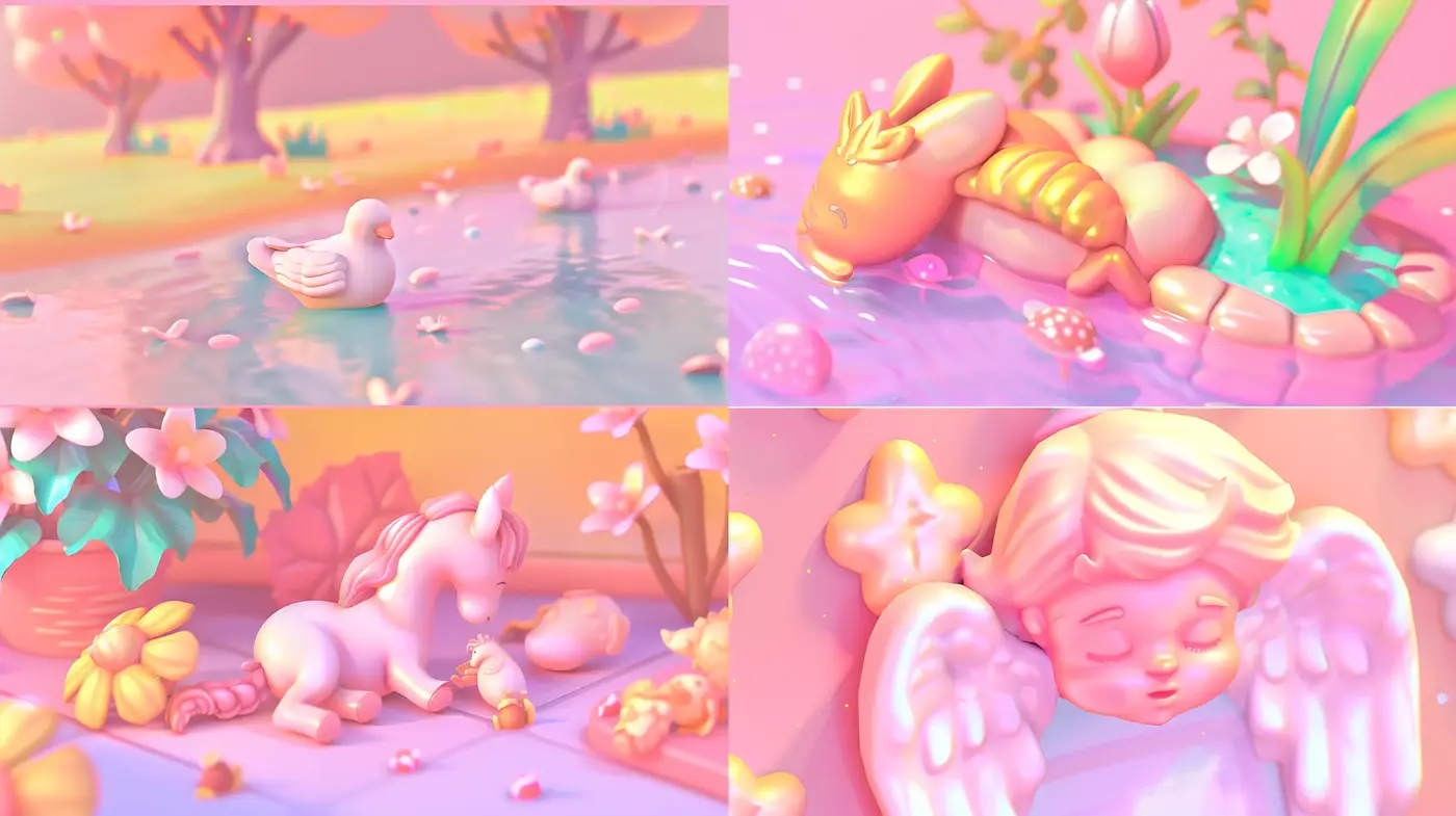 Dreamy Pastel Menagerie: A Soft-Hued Whimsical Wonderland - Midjourney sref style