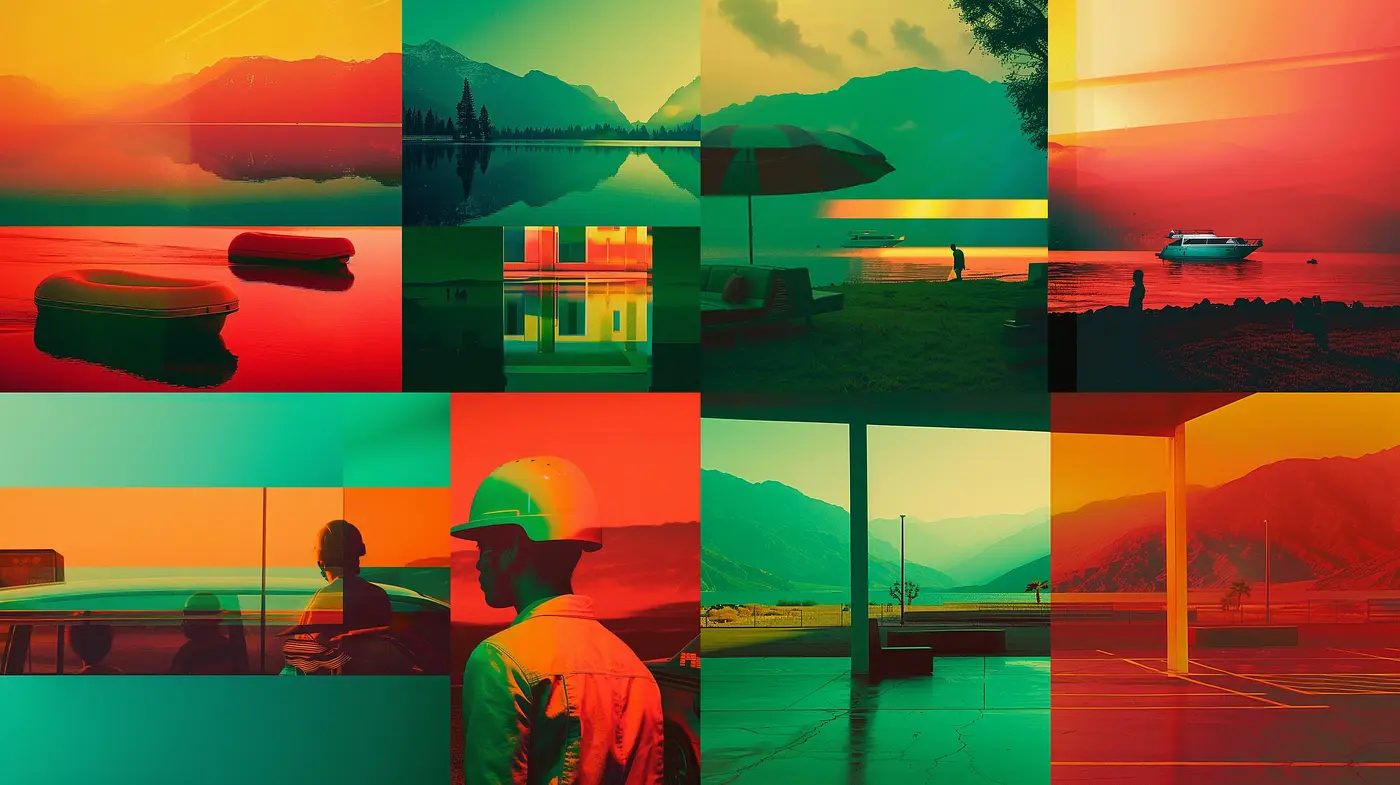 Saturated Hues of Nostalgic Echoes in a Synthetic Dreamscape - Midjourney sref style