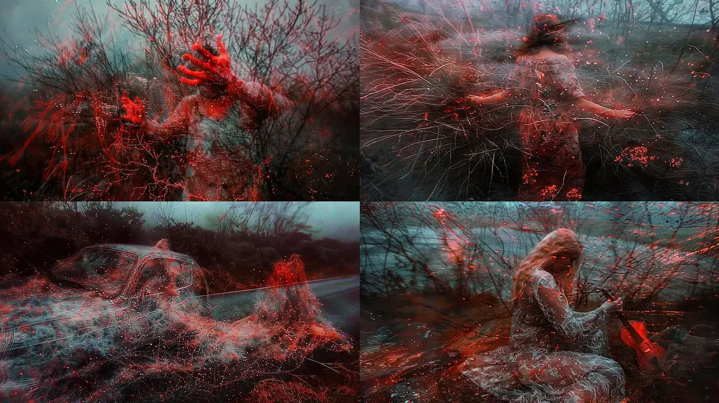 Ethereal dreamscape with surreal elements and emotional undertones - Midjourney sref style