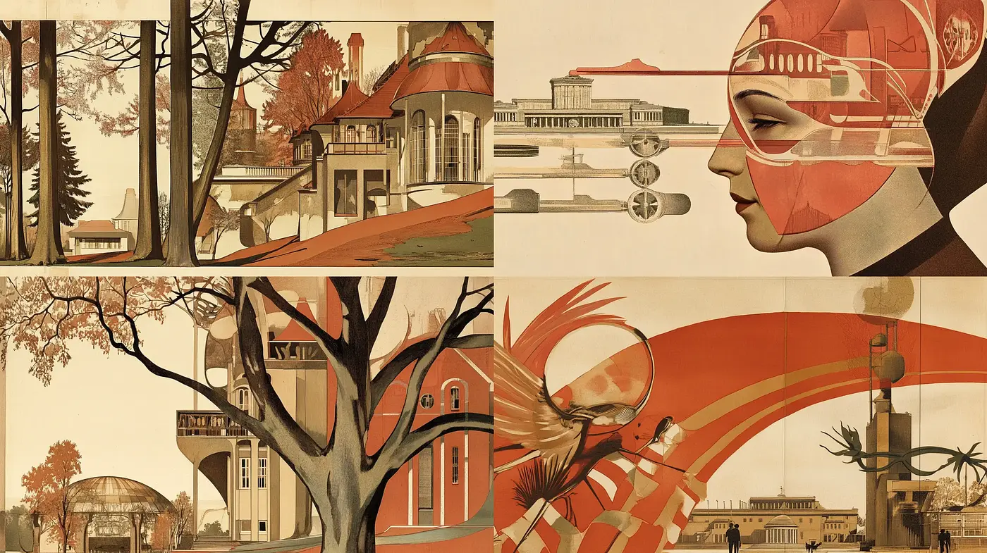 Retro-Futuristic Elegance with Stylized Art Deco Essence - Midjourney sref style