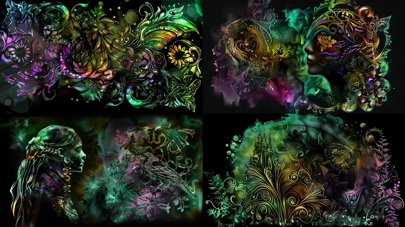 Ethereal Luminosity: A Fantastical Fusion of Neon and Nature - Midjourney sref style