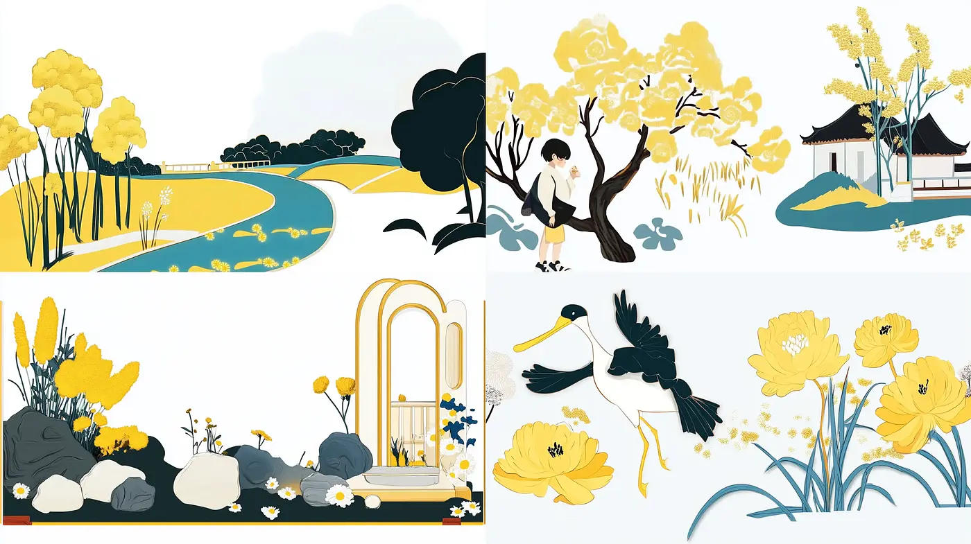 Tranquil Visions of Eastern Botanical Elegance - Midjourney sref style