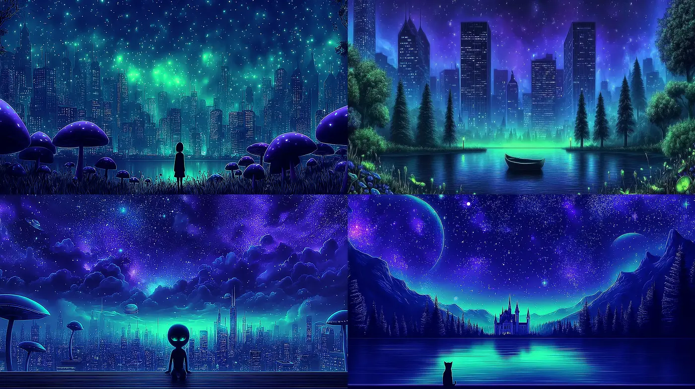 Ethereal Cosmic Landscapes with a Dreamlike Quality - Midjourney sref style