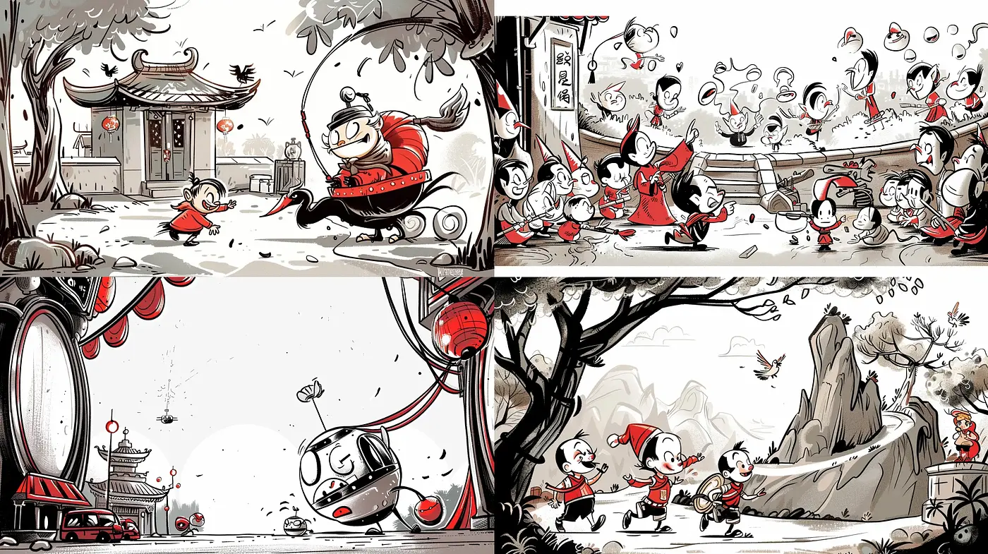 Whimsical Sepia-Toned Storybook Illustrations - Midjourney sref style