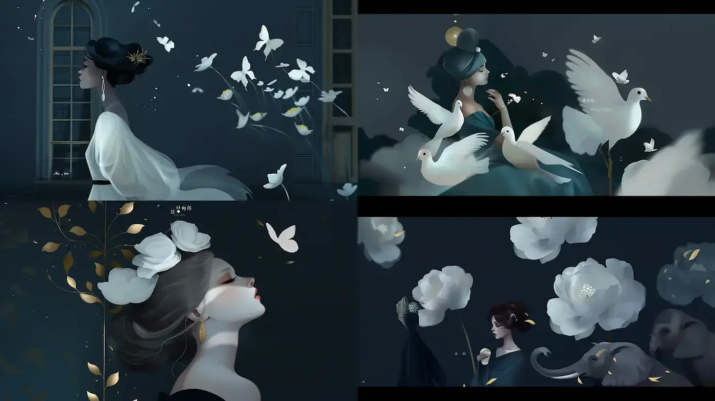 Ethereal and Mystical Aesthetic with Delicate Floral Accents - Midjourney sref style