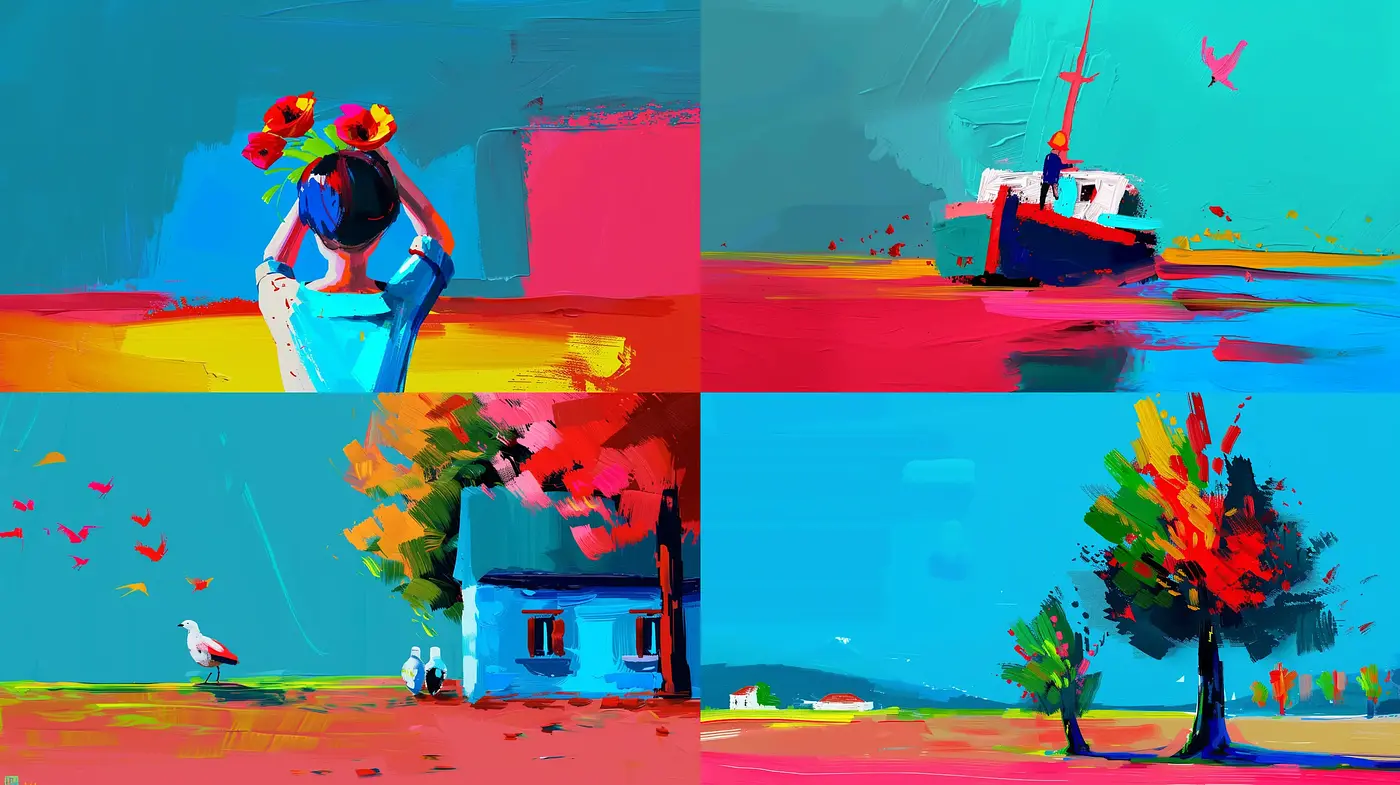 Vibrant Chromatic Brushstrokes in Dynamic Compositions - Midjourney sref style