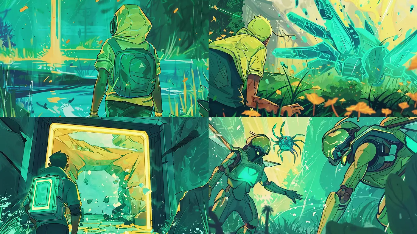 Futuristic Sci-Fi Adventure in Stylized Illustrative Art - Midjourney sref style