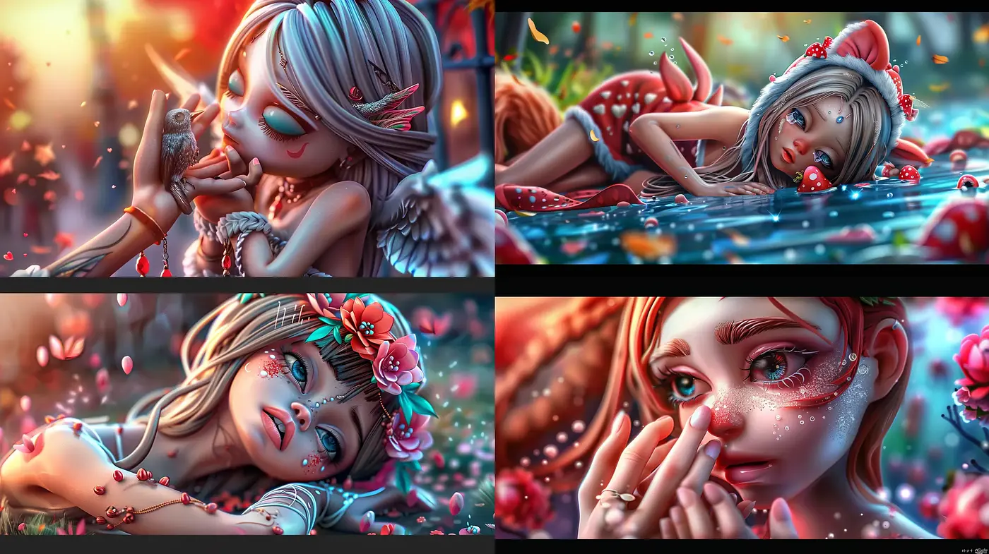 Luminous Enchantment: Ethereal Characters in a Mesmerizing Fairytale World - Midjourney sref style