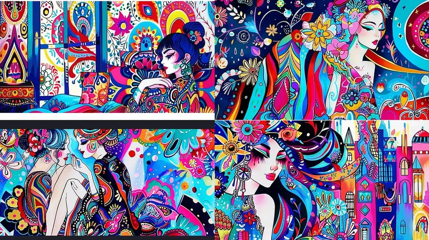 Vibrant Whimsy and Psychedelic Patterns in Contemporary Art - Midjourney sref style