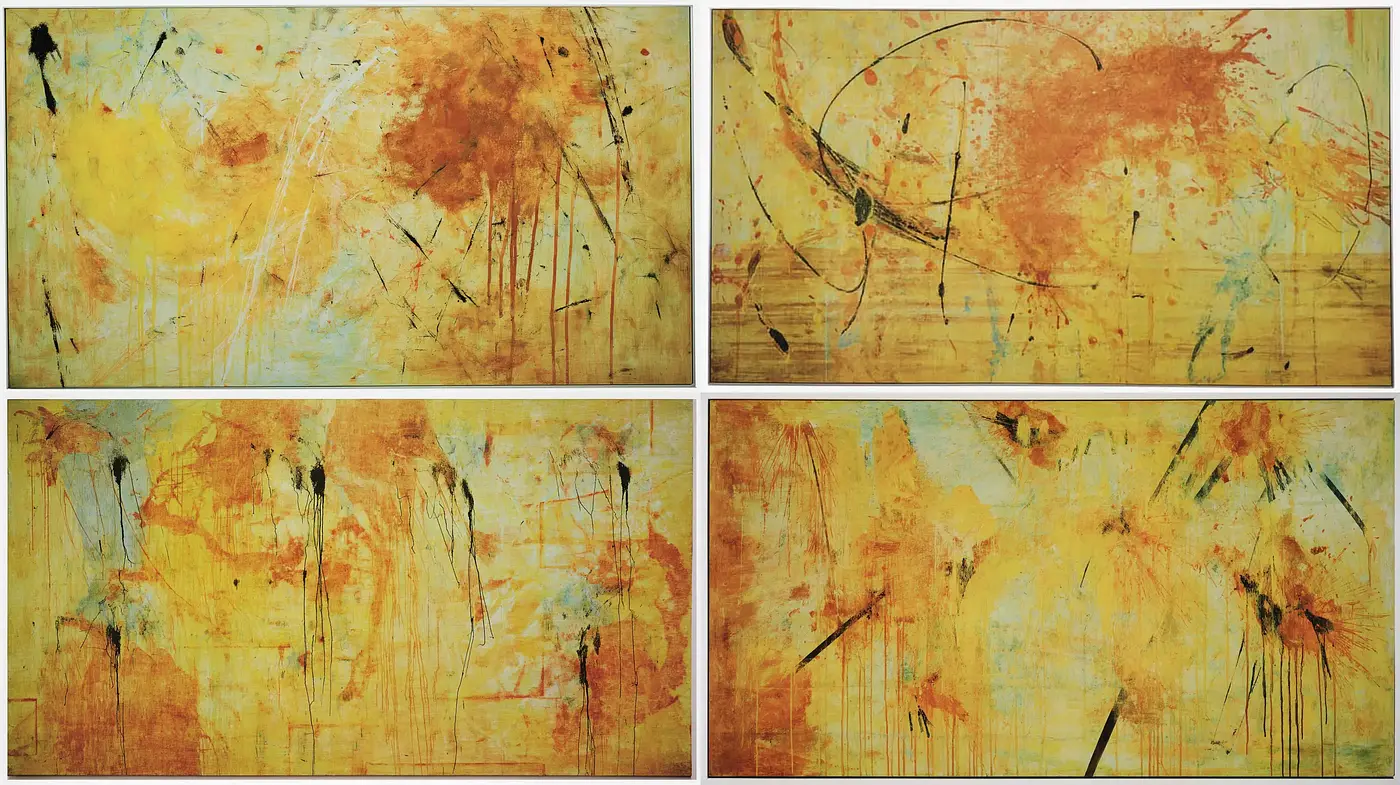 Dynamic Abstract Expressionism with Warm Tones and Textural Depth - Midjourney sref style