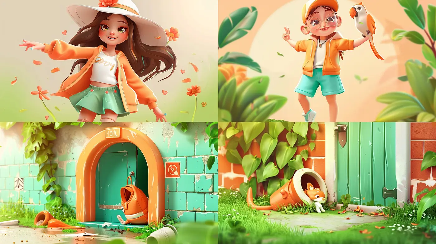Warm and Inviting Digital Illustration with Consistent Earthy Tones an Cheerful Themes - Midjourney sref style
