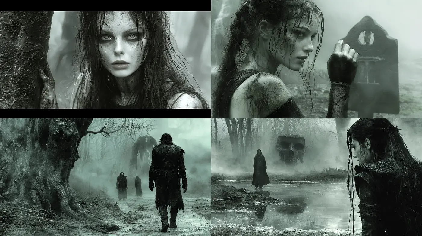 Ethereal Monochrome Fantasia: A Consistent Vision in Shades of Gray - Midjourney sref style