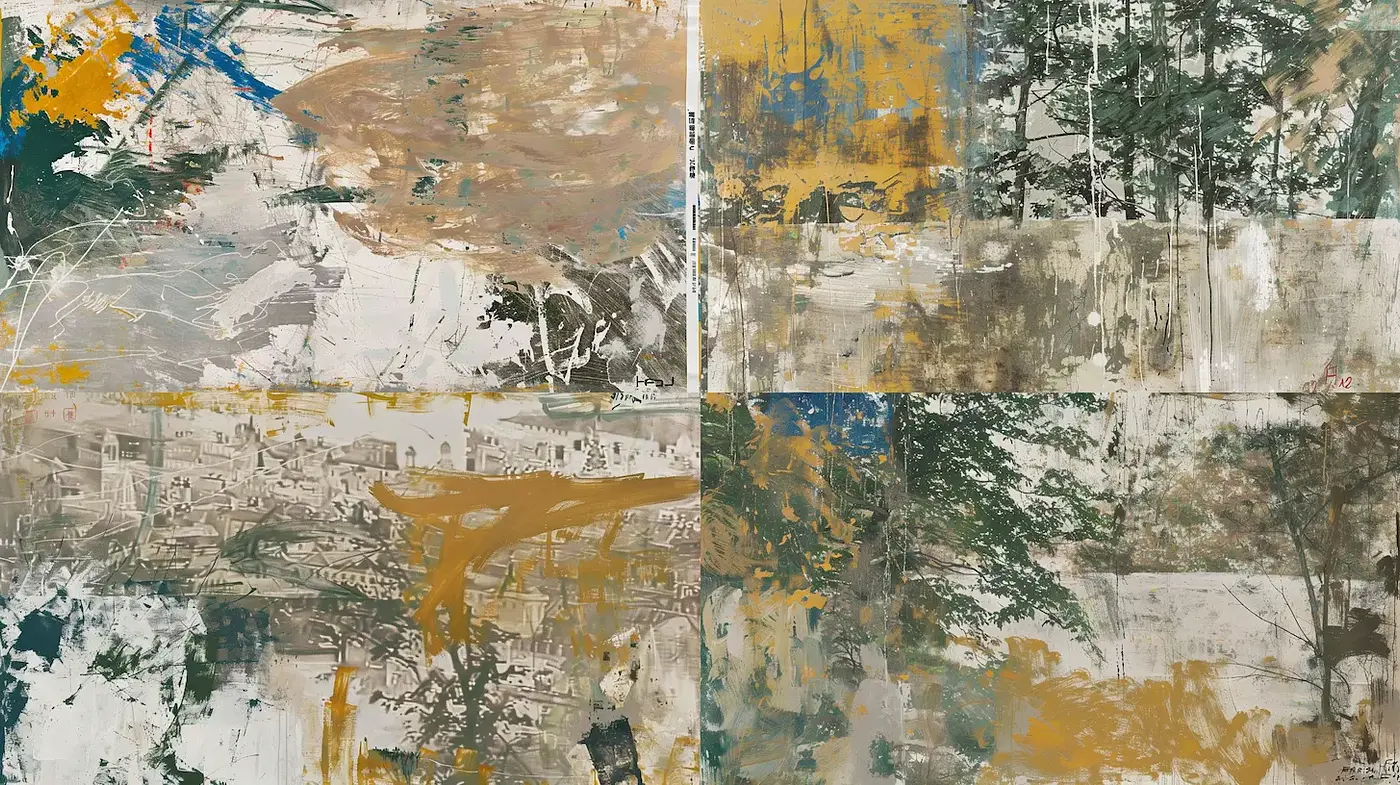 Layered Abstract Nature with Organic Textures and Earthy Tones - Midjourney sref style