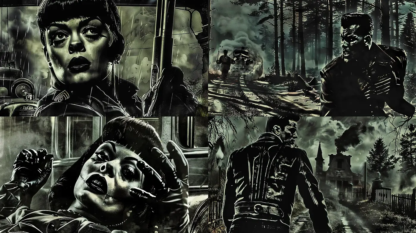 Noir-Inspired Monochromatic Graphic Novel Aesthetics - Midjourney sref style