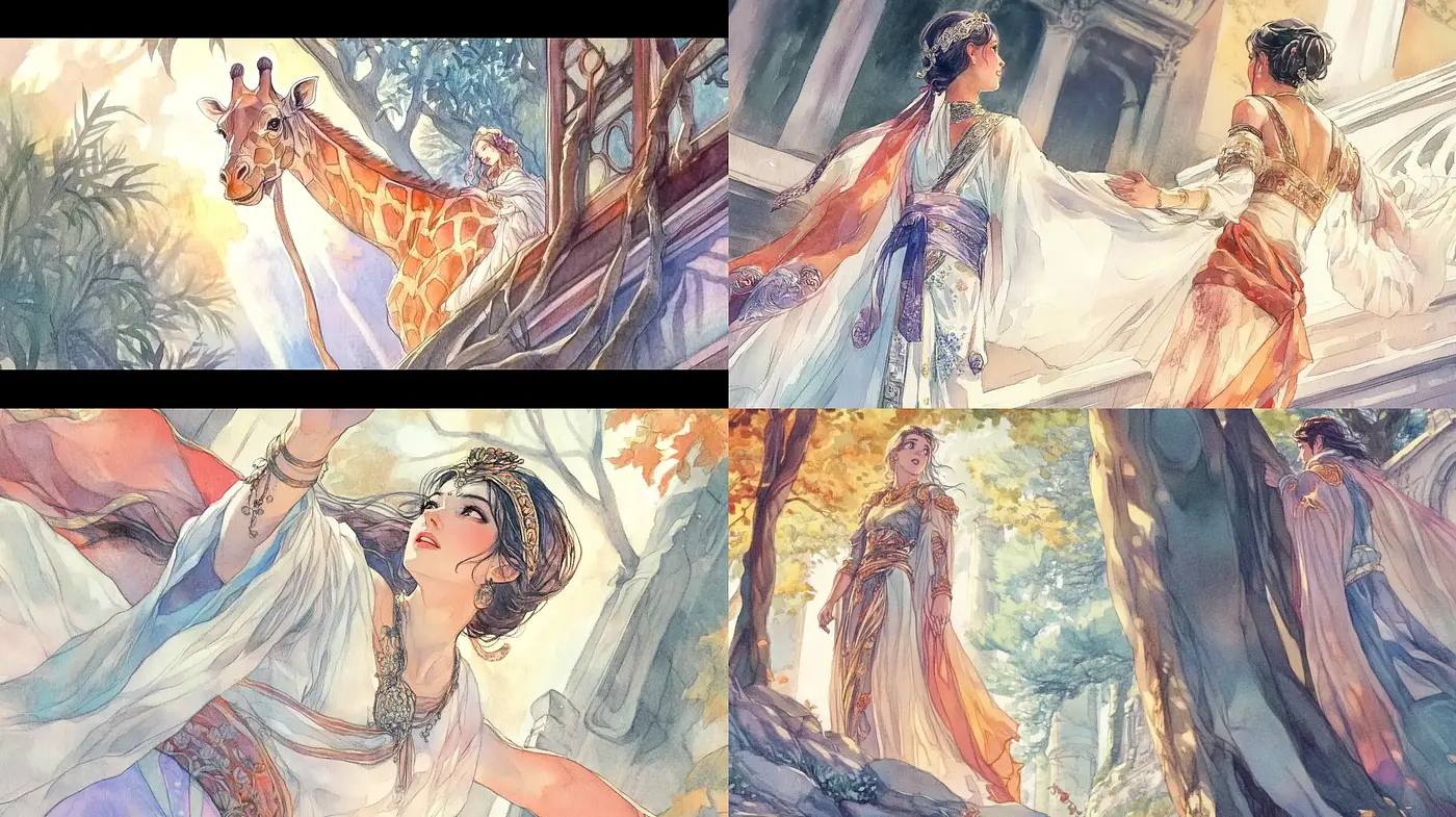 Ethereal Storybook Watercolor Illustrations - Midjourney sref style