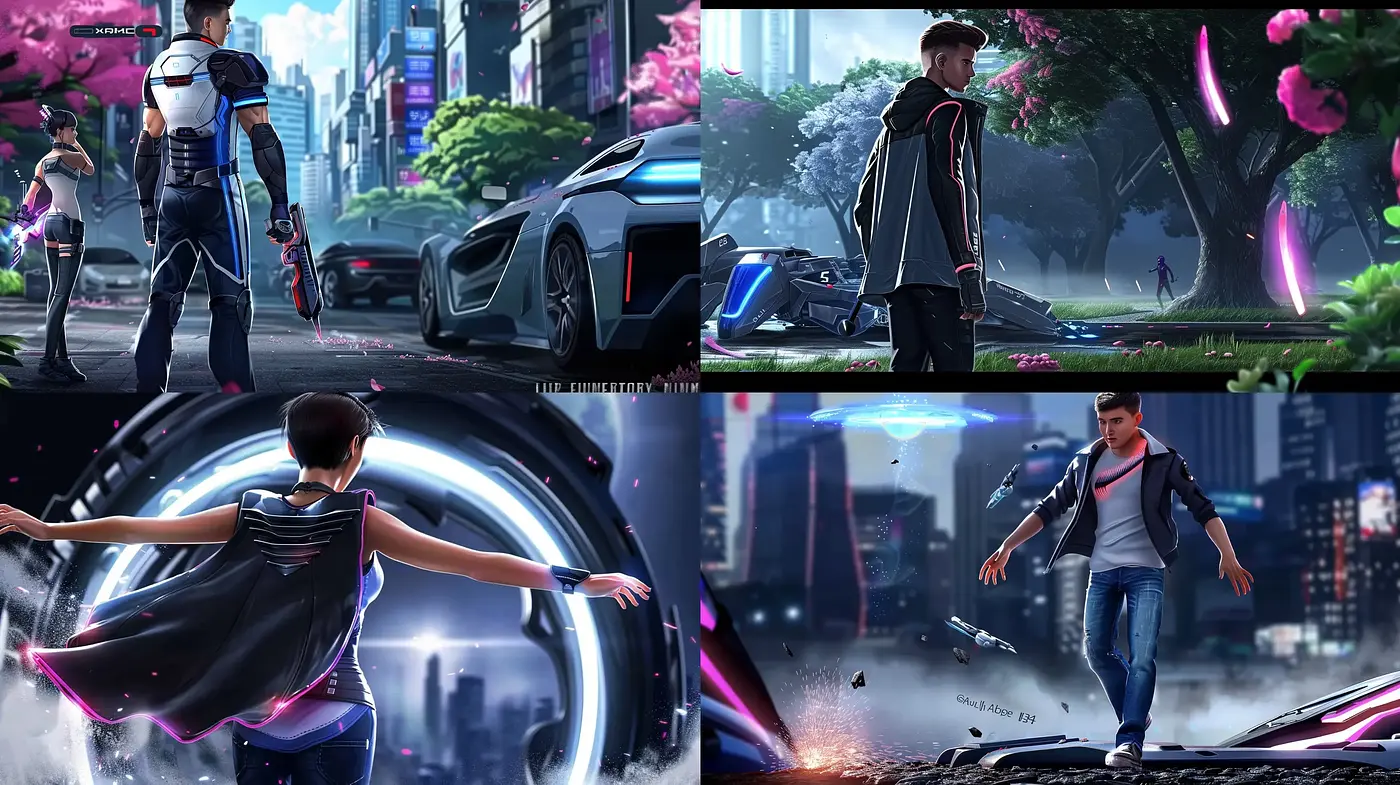 Futuristic Urban Elegance with Neon Highlights - Midjourney sref style