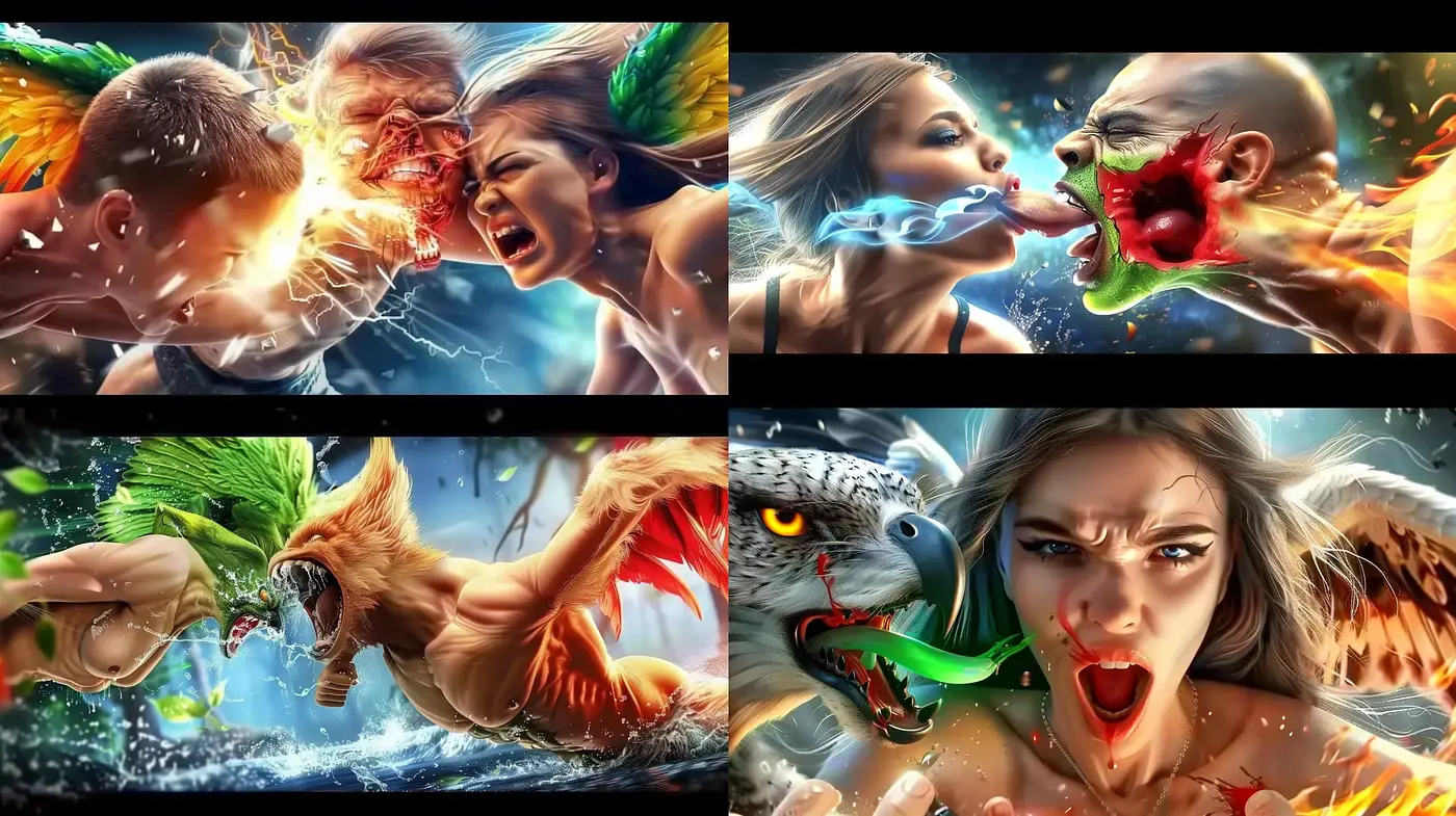 Dynamic Hyperrealism with Elemental Fusion - Midjourney sref style
