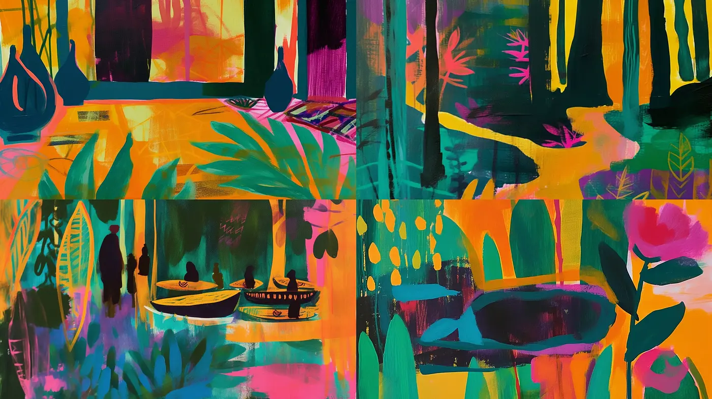 Vibrant Fusion of Abstract Expressionism with a Modern Graffiti Twist - Midjourney sref style