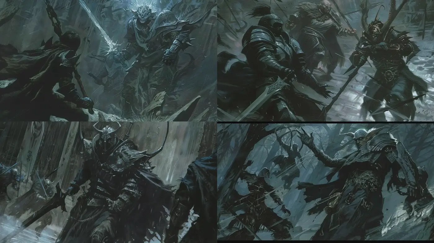 Gothic Tenebrism: Brooding Darkness in Conceptual Fantasy Art - Midjourney sref style