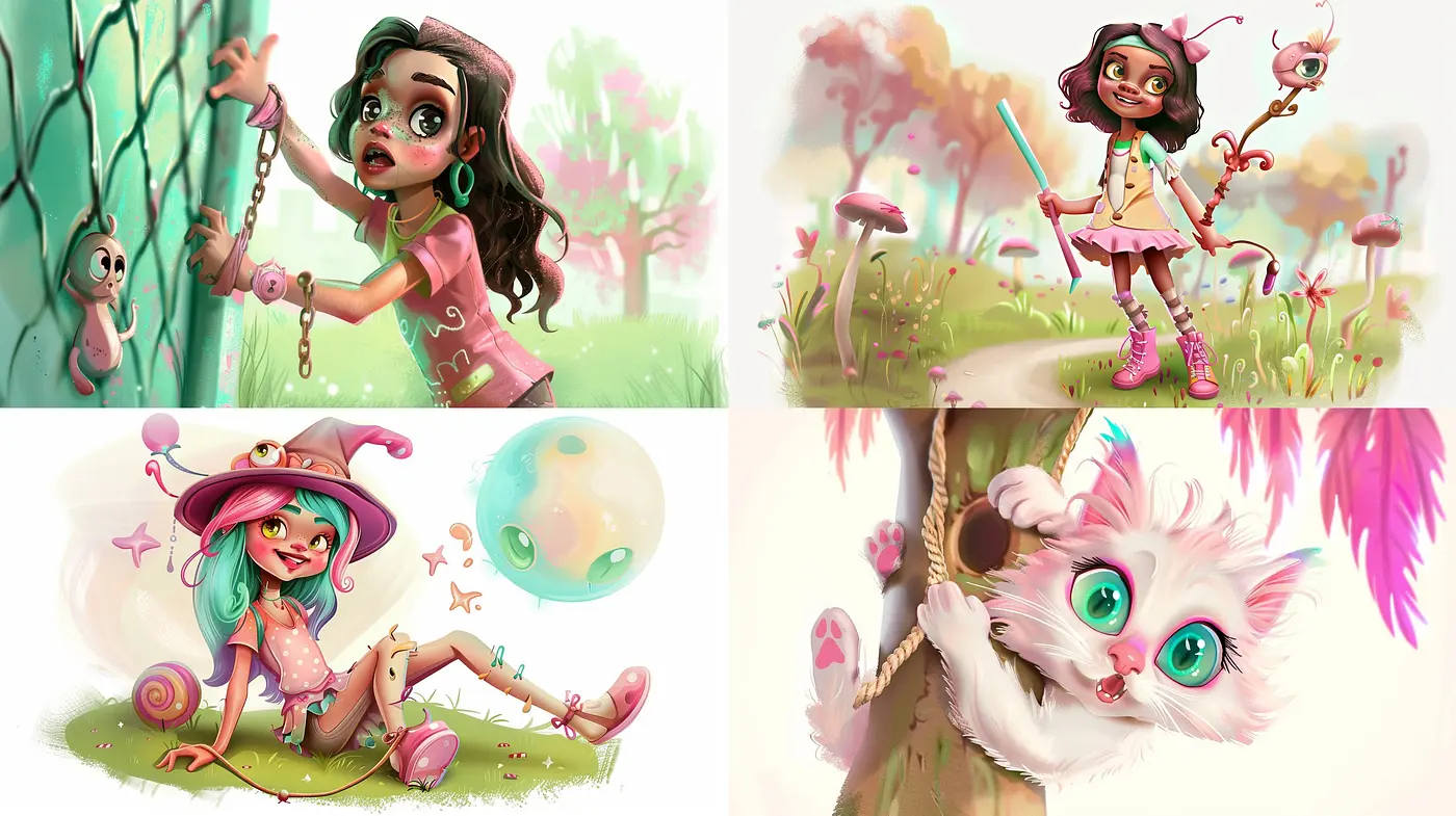 Enchanted Whimsy: A Consistent Fusion of Magical Cartoonish Charm - Midjourney sref style