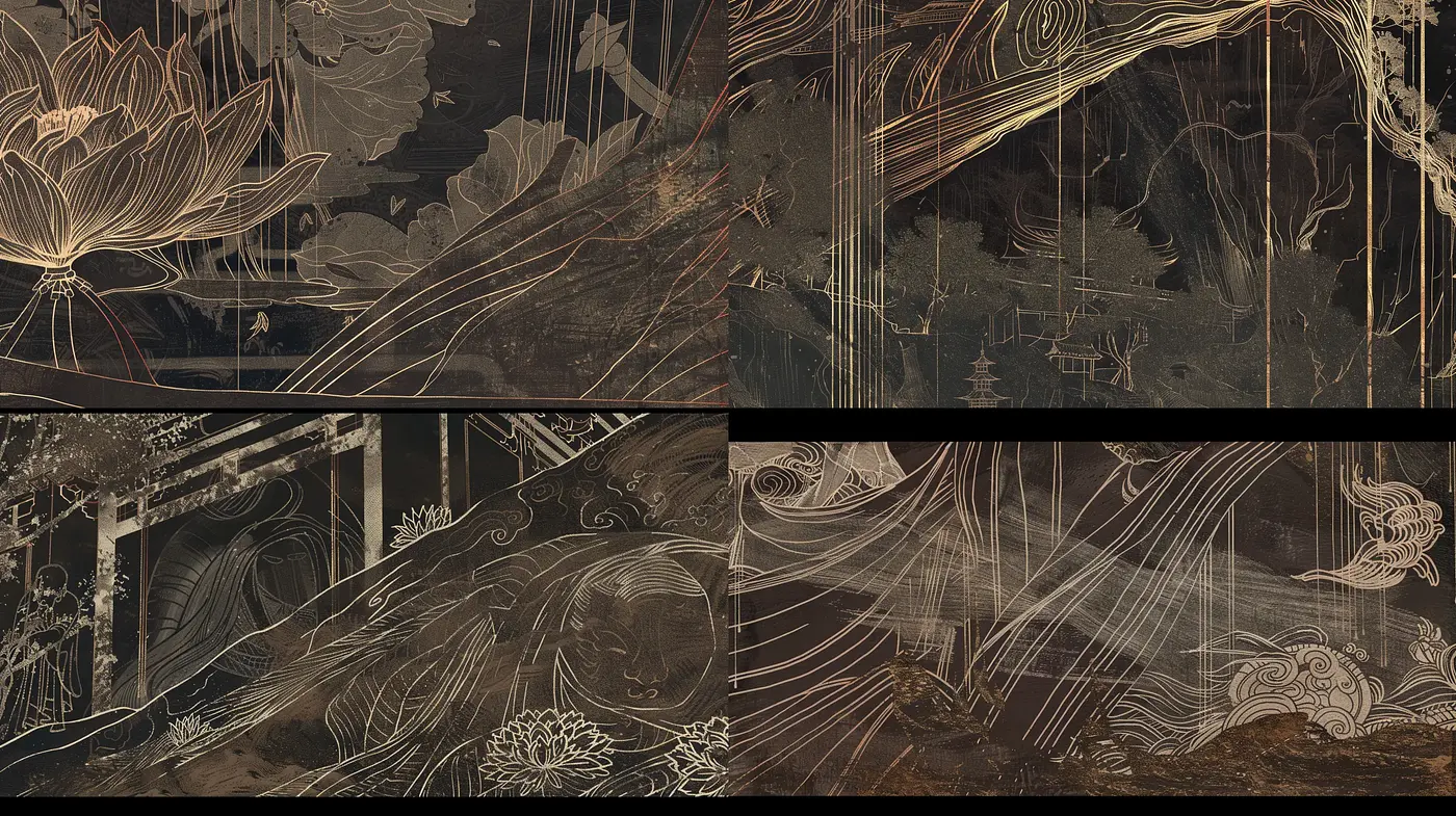 Ethereal Nocturnal Whispers: A Fusion of Traditional Asian Aesthetics in Digital Brushwork - Midjourney sref style