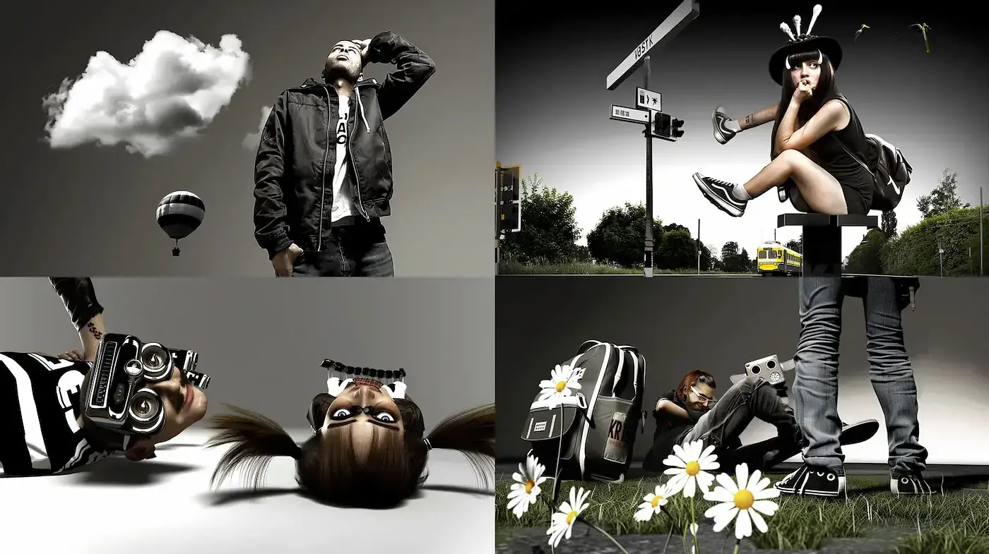 Surrealistic Urban Youth Aesthetic with a Touch of Quirkiness - Midjourney sref style