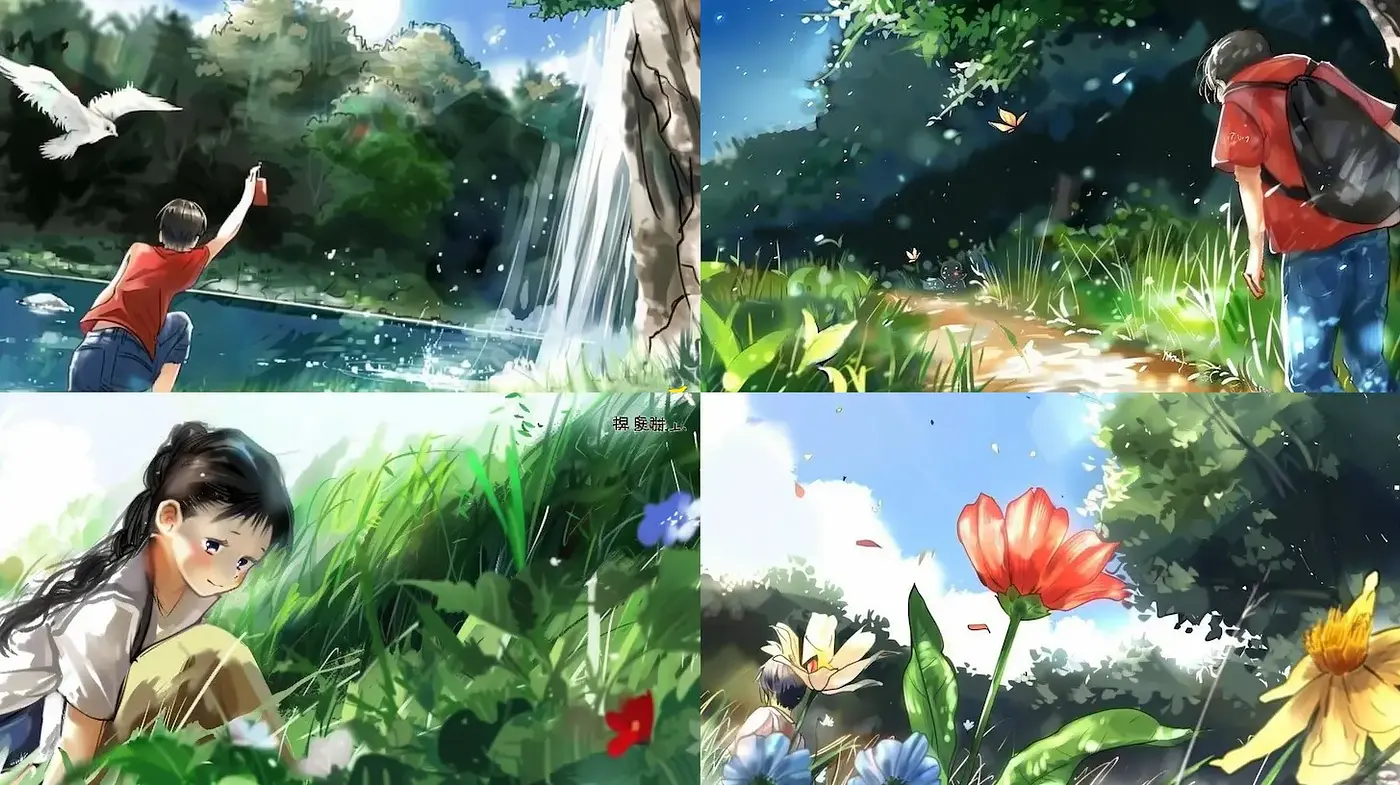 Bright and Lively Nature Scenes with a Whimsical Touch - Midjourney sref style