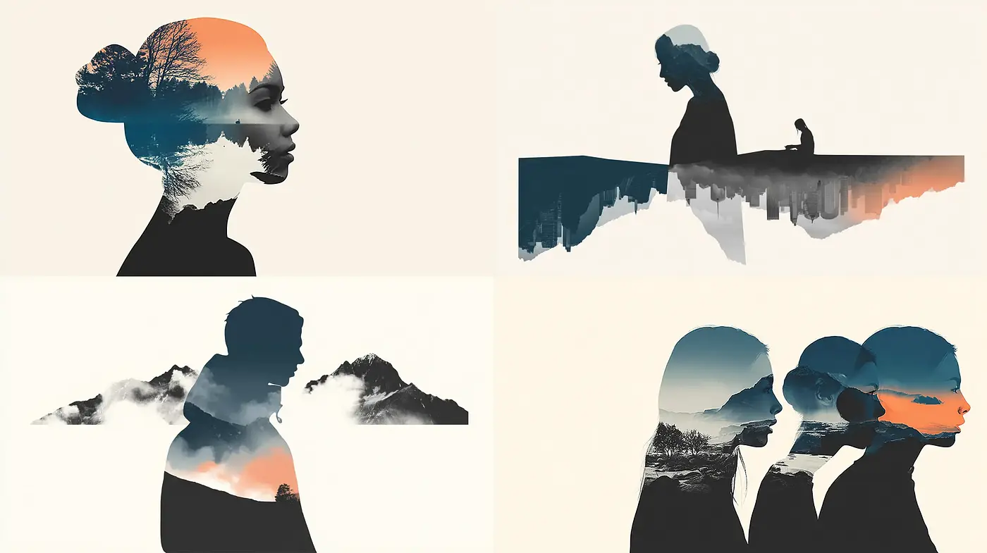Contemporary Silhouette Art with Ethereal Landscapes and Dreamy Aesthetic - Midjourney sref style