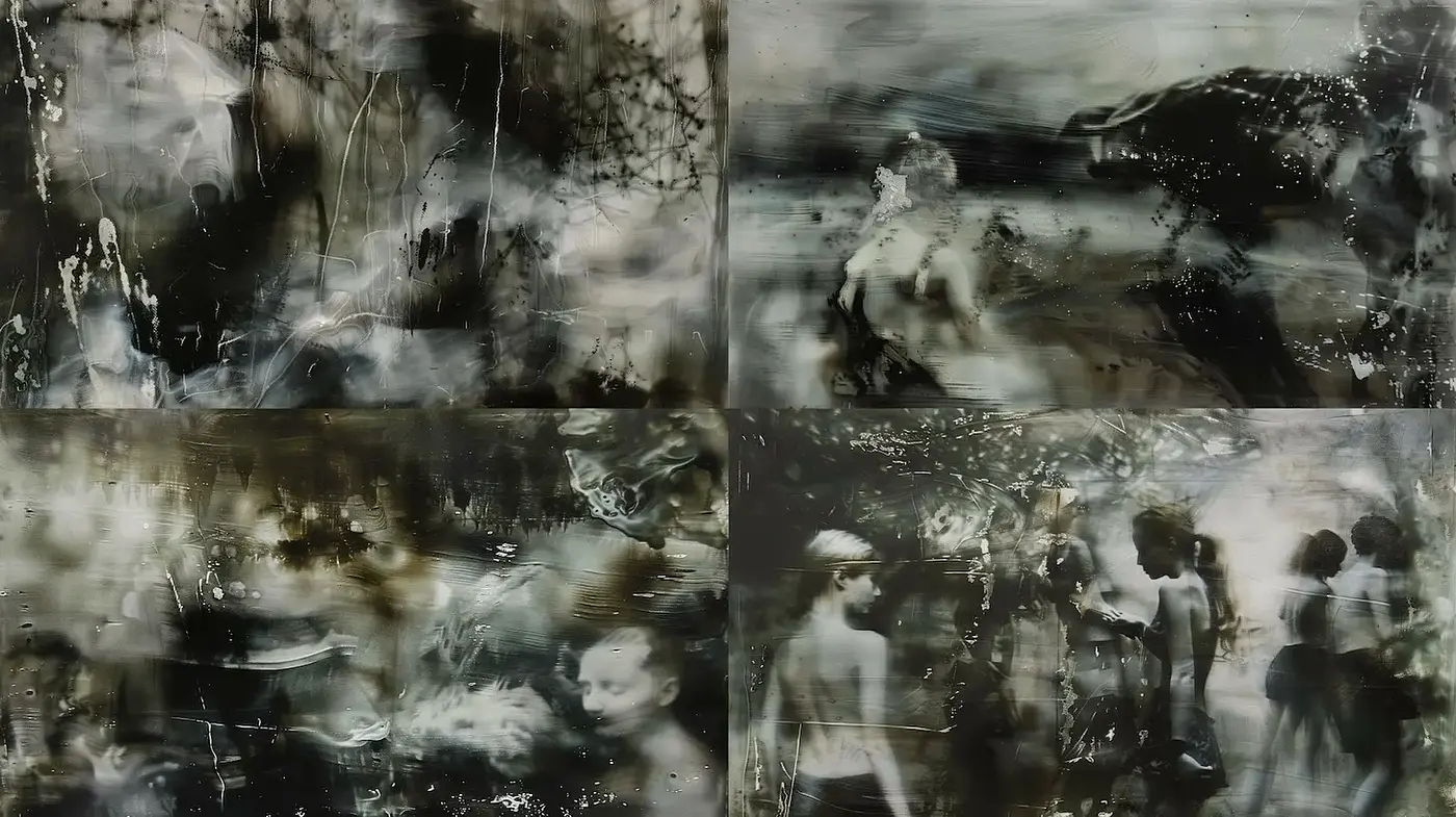 Dark and Ethereal Dreamlike Imagery with Fluid Composition - Midjourney sref style