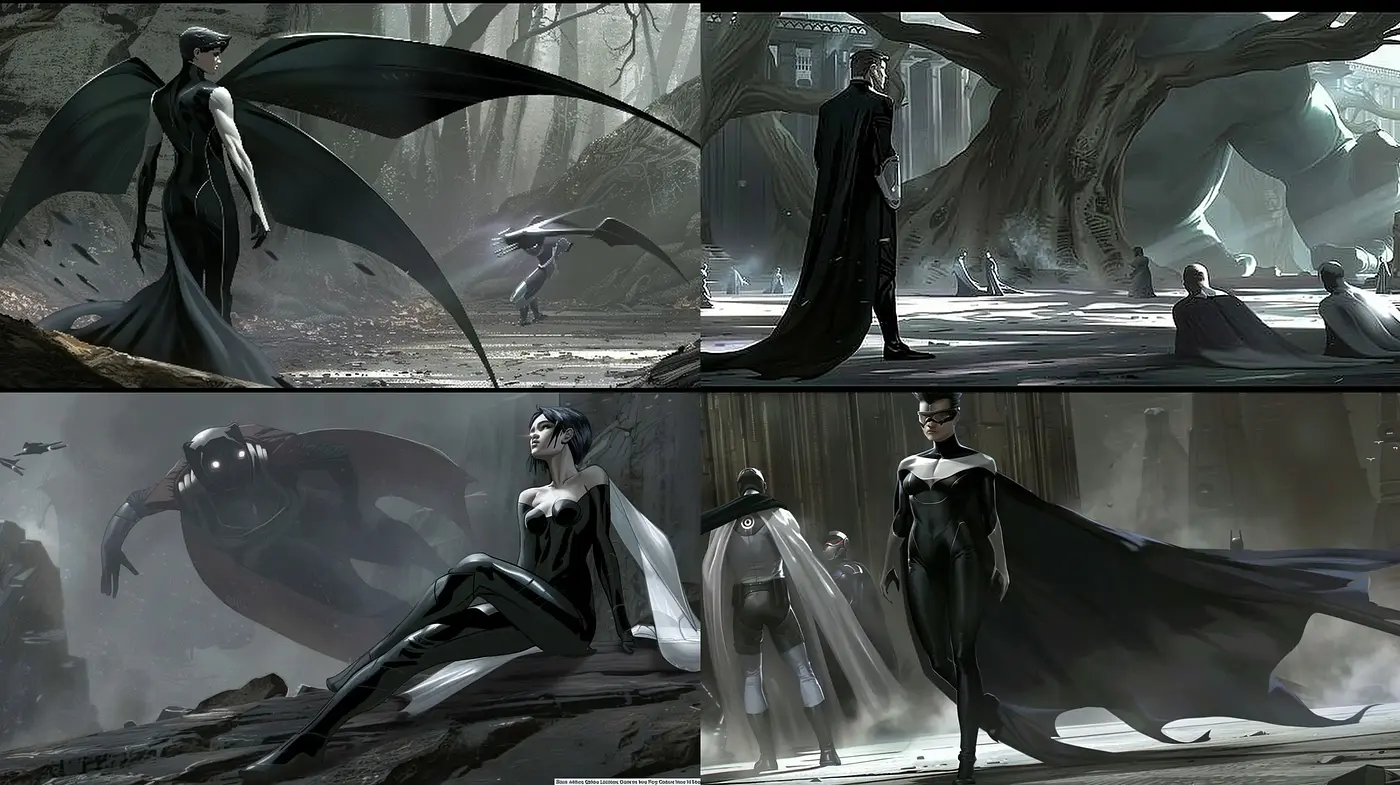 Monochromatic Gotham Evocations in a Somber Comic-Book Style - Midjourney sref style