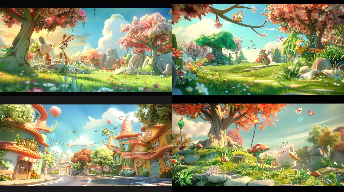 Enchanted Springtime Bliss: A Study in Luminous Pastel Landscapes and Whimsical Flora - Midjourney sref style